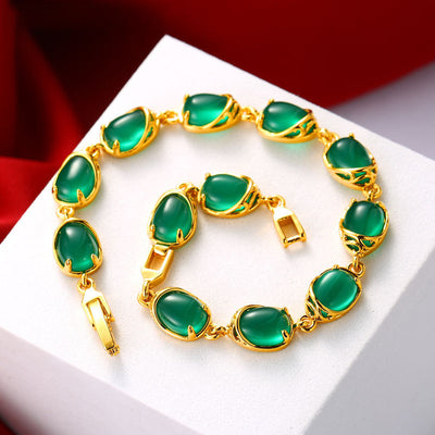Emerald Stone Bracelet | Women's Jade Bracelet | RojozeeJewelry